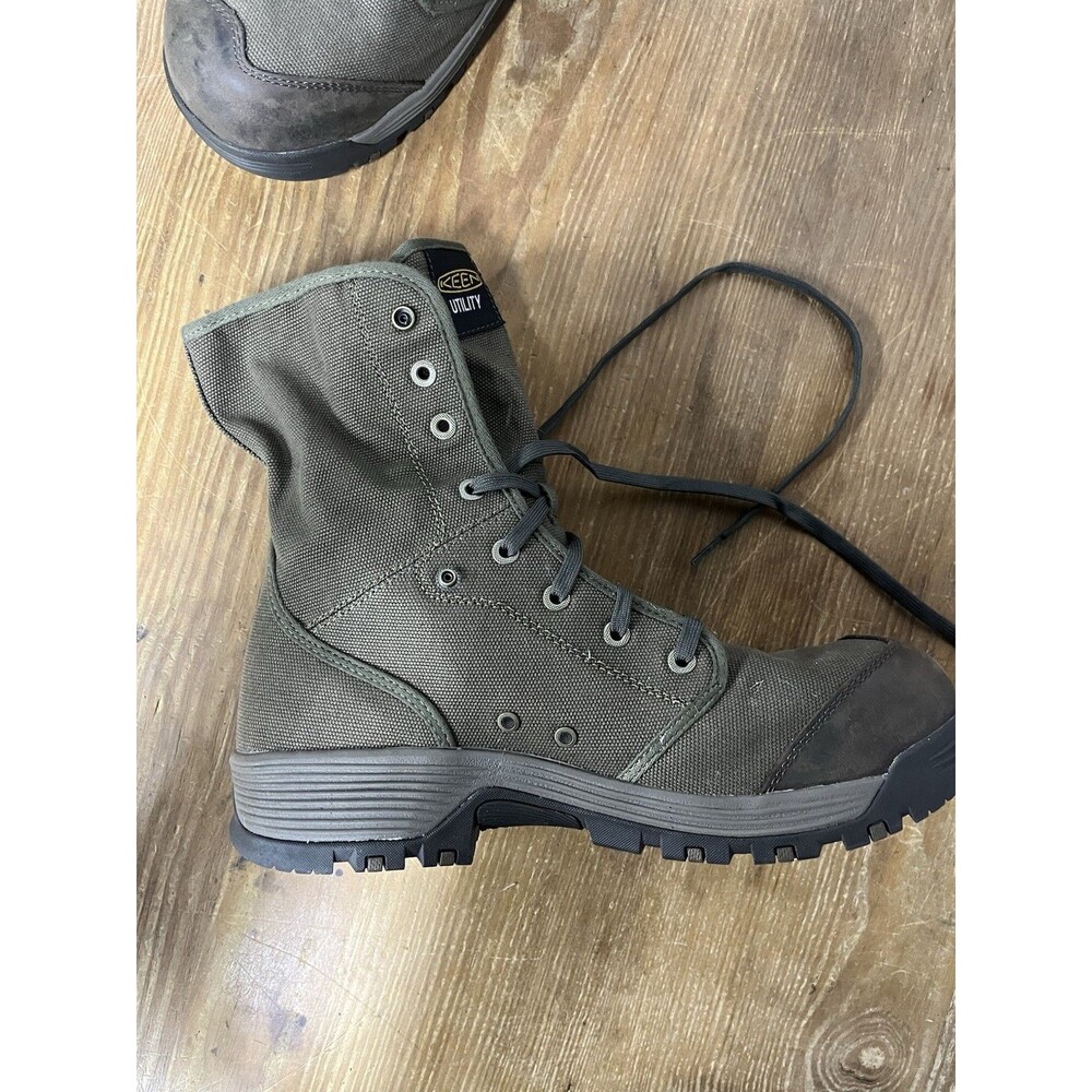 Men's Keen ASTM F 2413-18 Brown Military Green Work Steel Toe Utility Boots 14 - Picture 11 of 16
